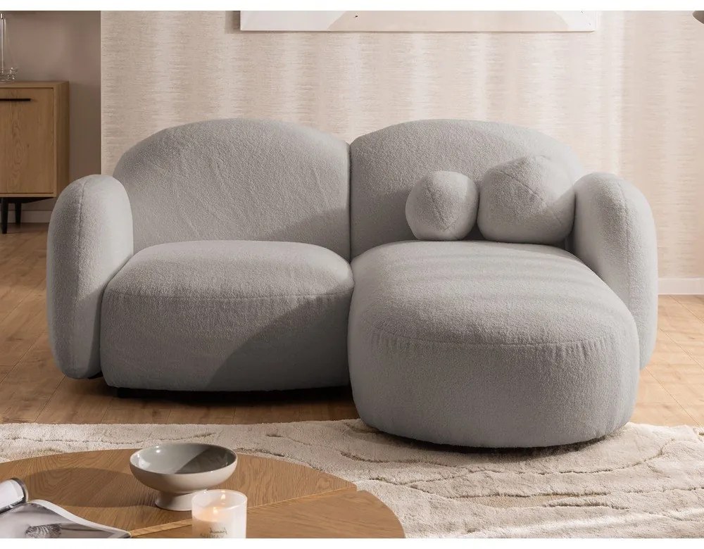 Sivá rohová pohovka z textílie buklé (pravý roh/s leňoškou) Orbit – Ropez