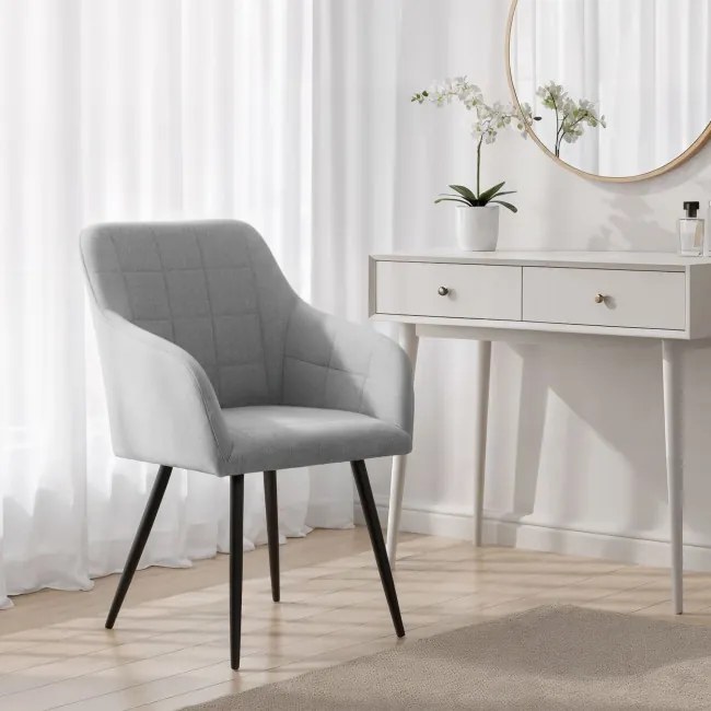 Sada štyroch jedálenských stoličiek LUXANO  Lumos zamatové, svetlosivé / čierne nohy (4 ks)