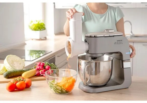 Sencor kuchynský robot 1700W s nerezovou miskou, matný chróm