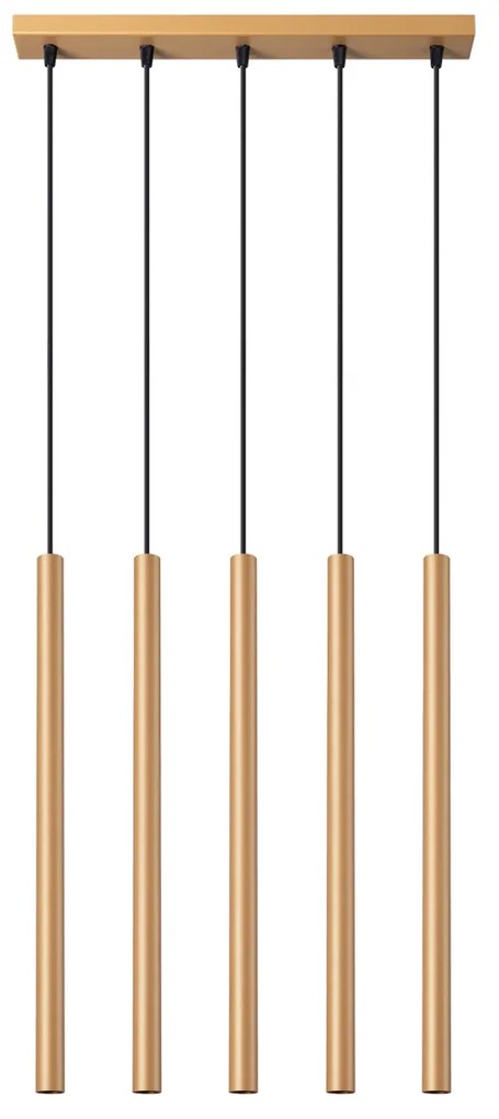 Závesné svietidlo Pastelo, 5x zlaté kovové tienidlo