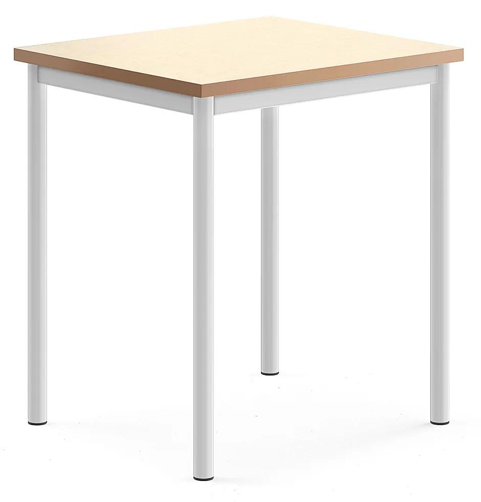 Stôl SONITUS, 700x600x760 mm, linoleum - béžová, biela