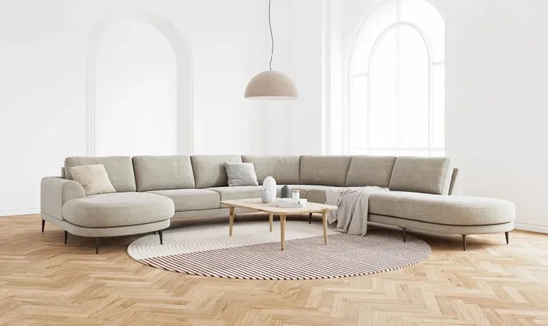 Sedacia súprava DUNA v tvare U, pravá, sivá (matrix-17-dark grey)