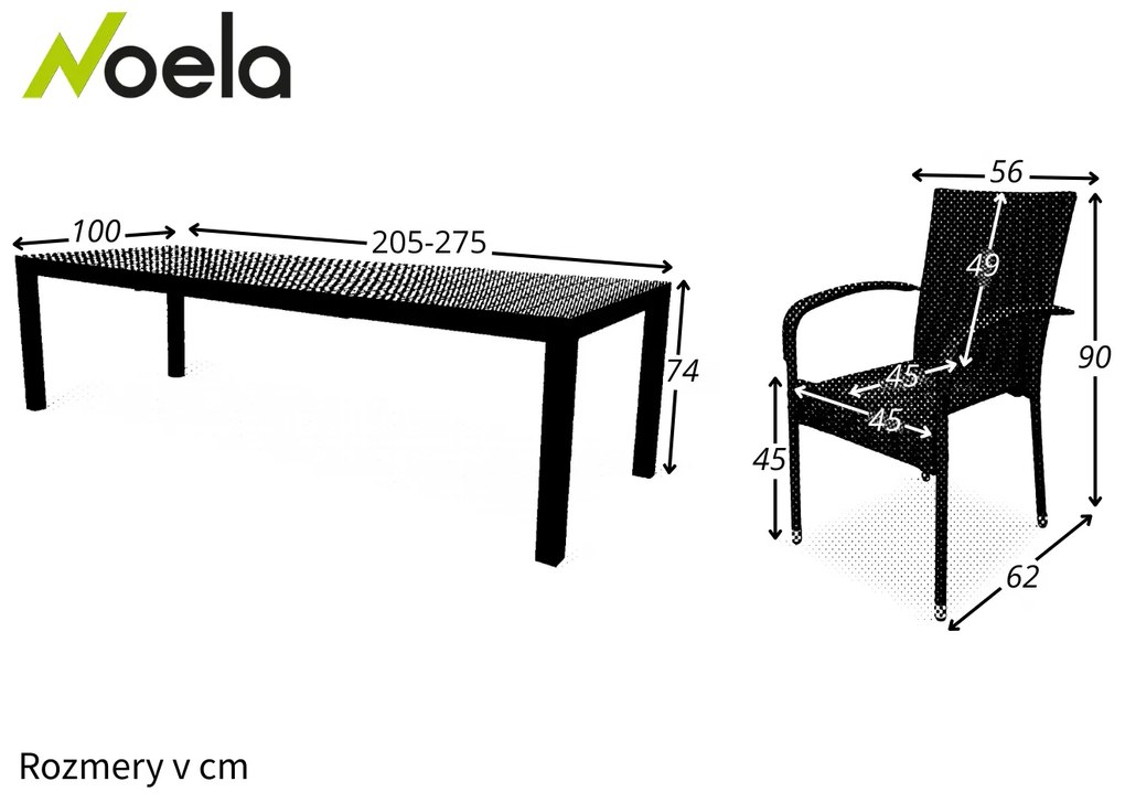 Noela Záhradný jedálenský set Grande Pasto + 8x ratanová stolička Paris