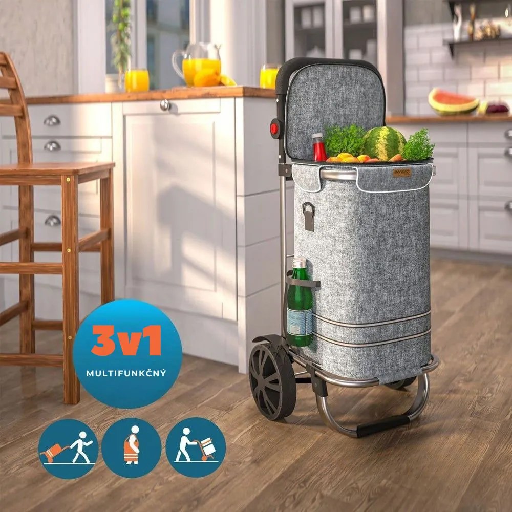 Nákupná taška na kolieskach EASY, 50l, šedá Monzana