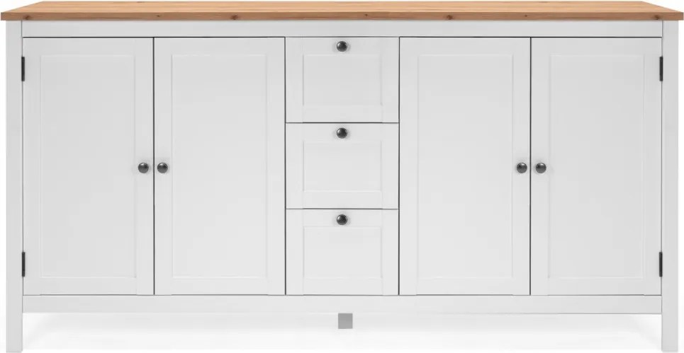 Široká úložná komoda Bergen, biela/dub artisan
