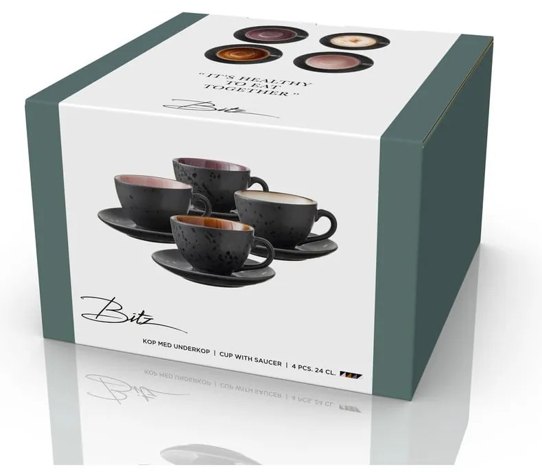 Čierne keramické šálky v súprave 4 ks 240 ml Gastro Black/Mix – Bitz