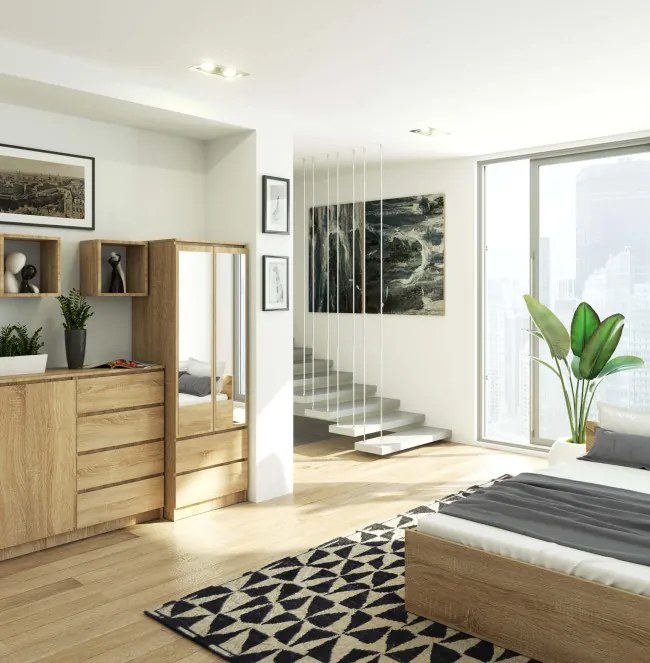 Skriňa STAR S 60 cm 2D 2SZ zrkadlá CLP dub sonoma