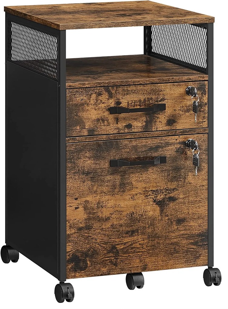 Kancelársky kontajner, industriálny, 2 uzamykateľné zásuvky, 1 polica, 69x42x44cm