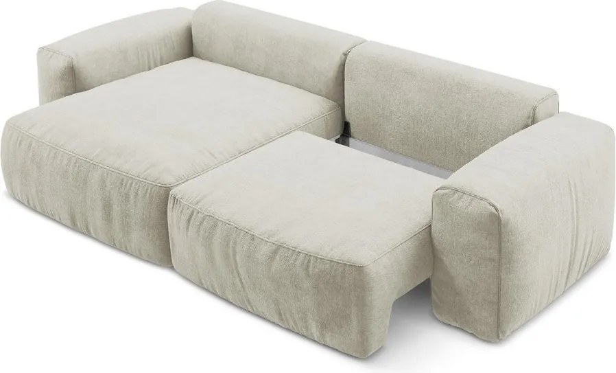 Béžová ženilková rozkladacia rohová pohovka (ľavý roh/s leňoškou) Kuki – Makamii