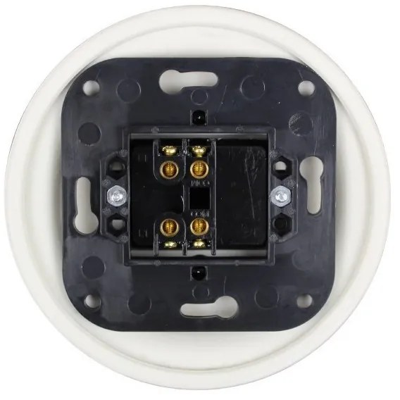 Elhard Okrúhly keramický vypínač s kolískou č.5, biely - kompletný KV5005W