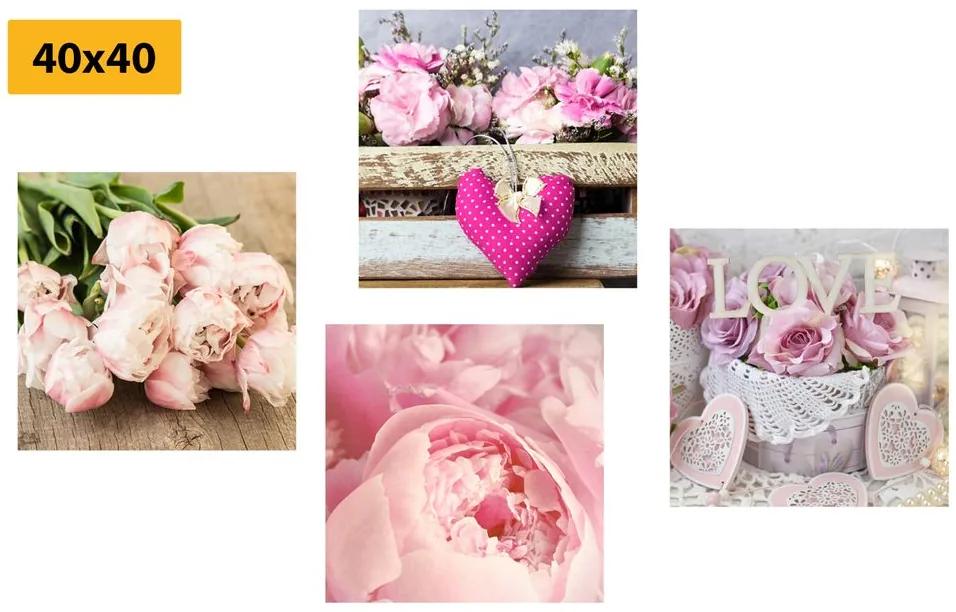 Set obrazov kvety v romantickom prevedení