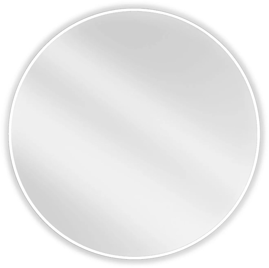 Mexen Loft, okrúhle kúpeľňové zrkadlo 90 cm, farba rámu biela, 9850-090-090-000-20