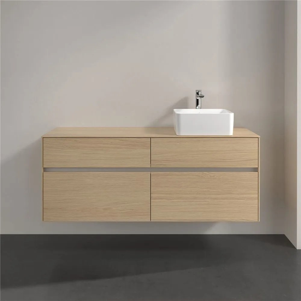 VILLEROY &amp; BOCH Collaro závesná skrinka pod umývadlo na dosku (umývadlo vpravo), 4 zásuvky, s LED osvetlením, 1400 x 500 x 548 mm, Nordic Oak, C047B0VJ