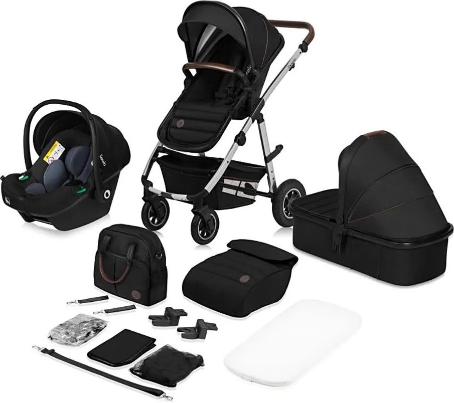 Lionelo - Kombinovaný kočík 3 v 1 AMBER čierno-strieborný