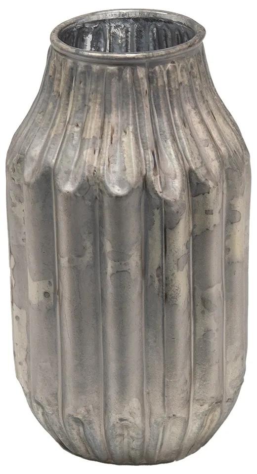 Béžovo-šedá antik dekoračná sklenená váza - 5*6*14 cm