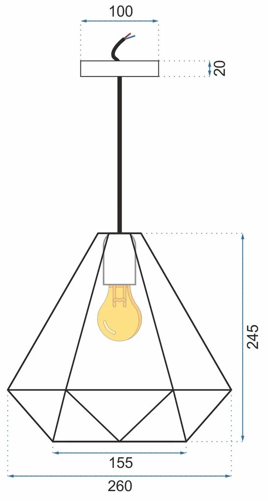 Toolight - Trojuholníková stropná lampa 1xE27 APP252-1CP, čierna, OSW-08007