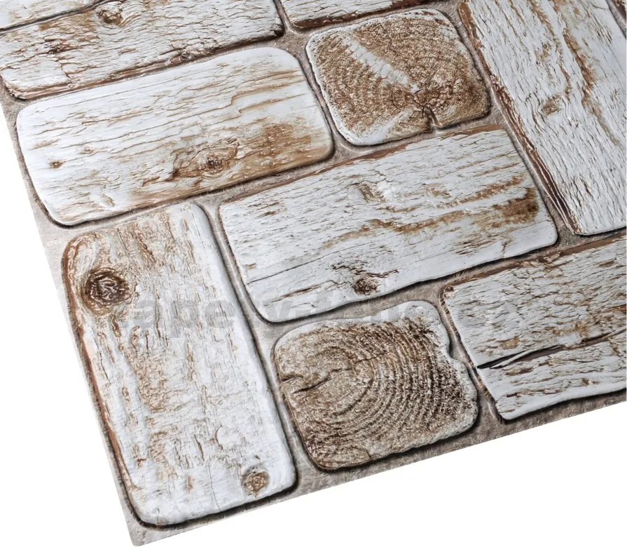Obkladové panely 3D PVC TP10017657, cena za kus, rozmer 960 x 479 mm, borovicové kláty bielené, GRACE