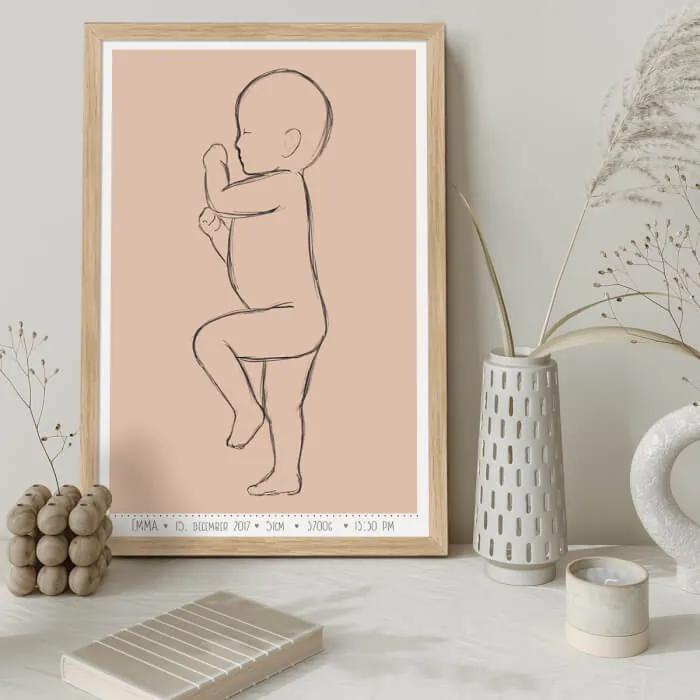 Obraz na stenu s novorodencom v skutočnej veľkosti - 60x40cm