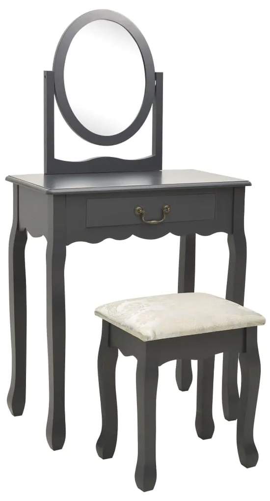 Toaletný stolík so stoličkou sivý 65x36x128 cm drevo paulovnie MDF