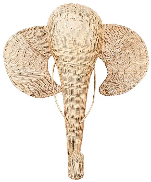 Ratanová nástenná dekorácia v tvare slona svetlá GRUNEY Beliani