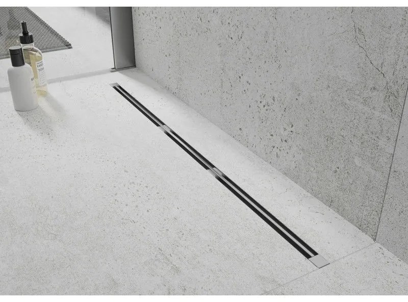 Mexen Flat Super Slim, super tenký odtokový žľab s 360° rotačným sifónom 100 cm, nerez, 1051100