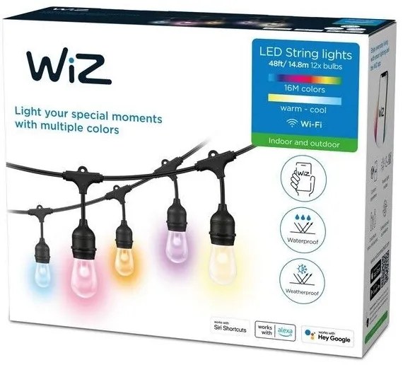 WiZ - LED RGBW Stmievateľná vonkajšia reťaz 12xLED 14,4m IP65 Wi-Fi