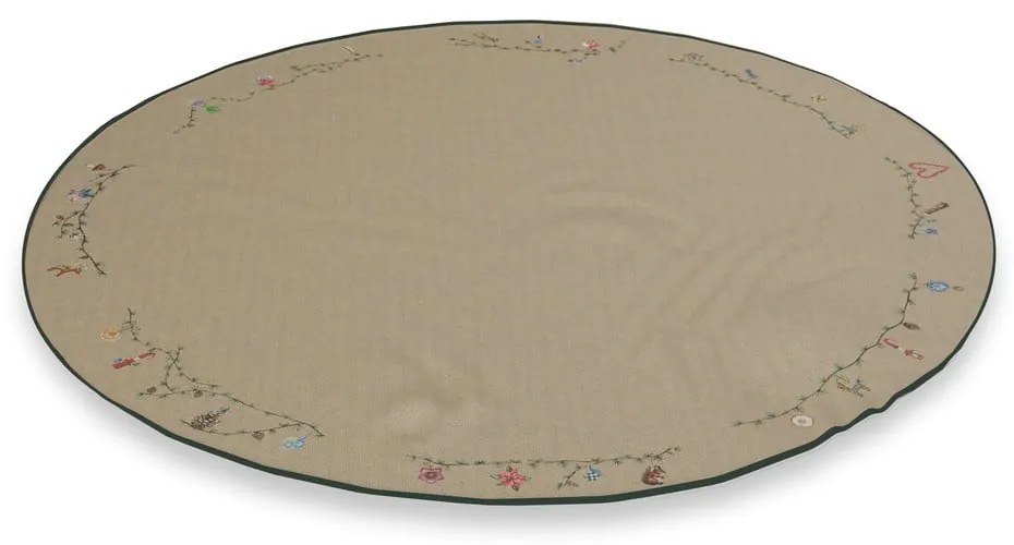 Béžový bavlnený okrúhly koberec pod stromček s vianočným motívom ø 130 cm Hammershøi Christmas – Kähler Design