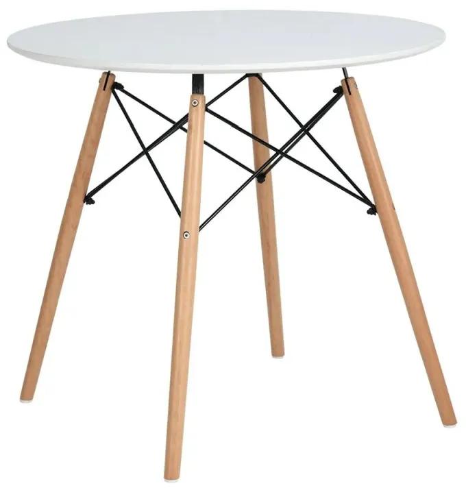 Jedálenský moderný stôl okrúhly, biela-buk