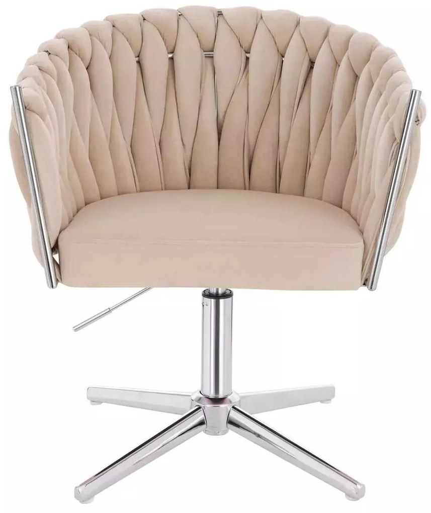 LuxuryForm DESIGN Stolička NORDEN VELUR na striebornom kríži - krémová