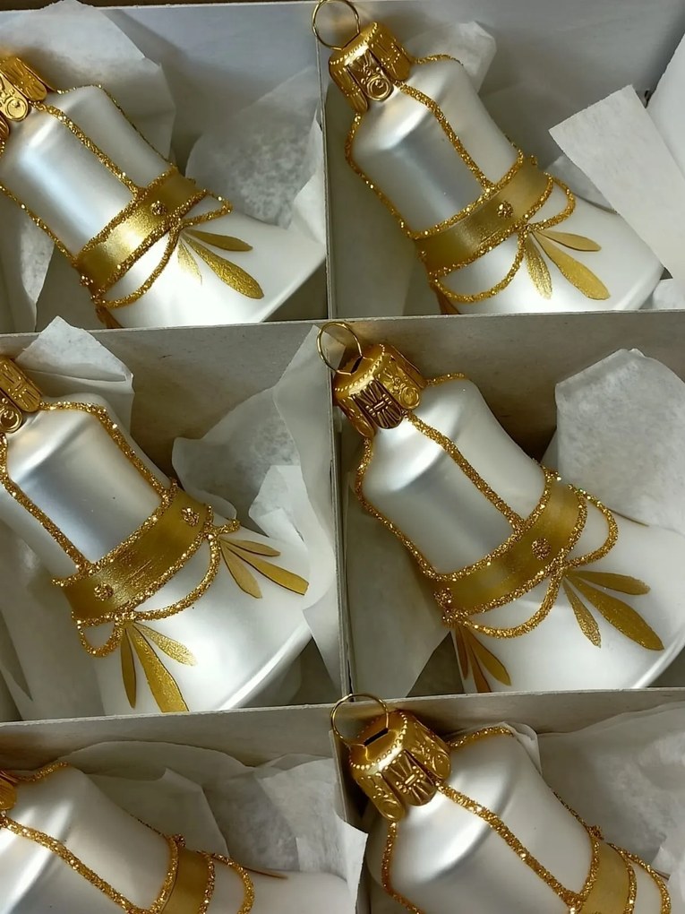 Bella Rose Sklenená vianočná ozdoba Zvonek Bílá Mat