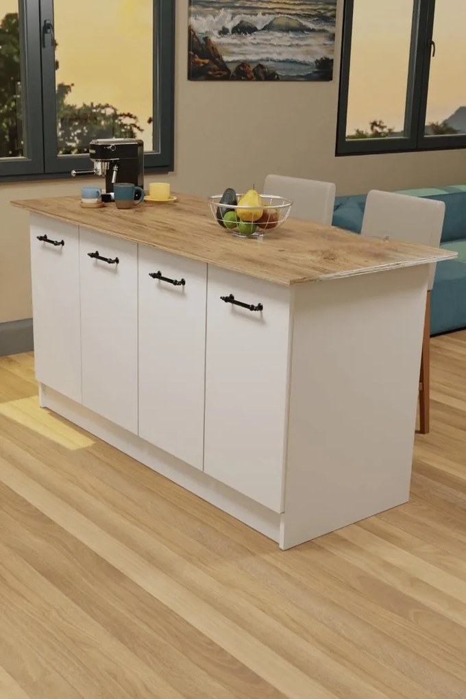 Kuchynský ostrovček VERRI, biela/pine