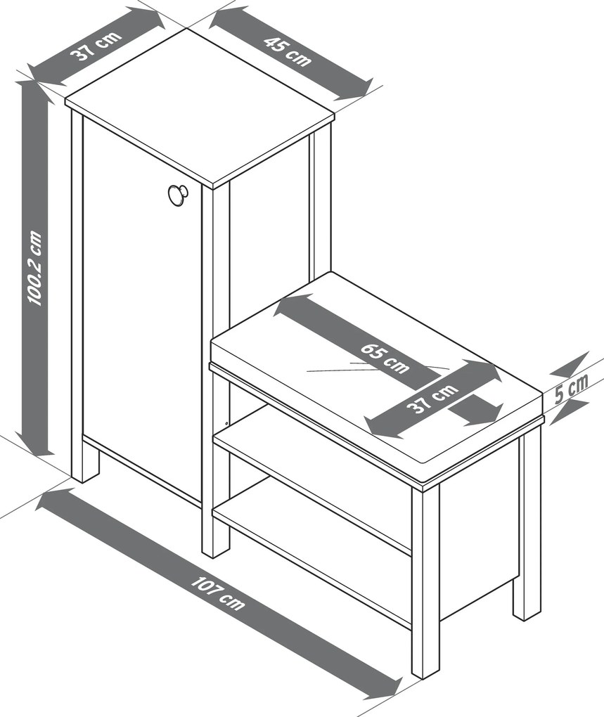 Lavička s priehradkou na topánky