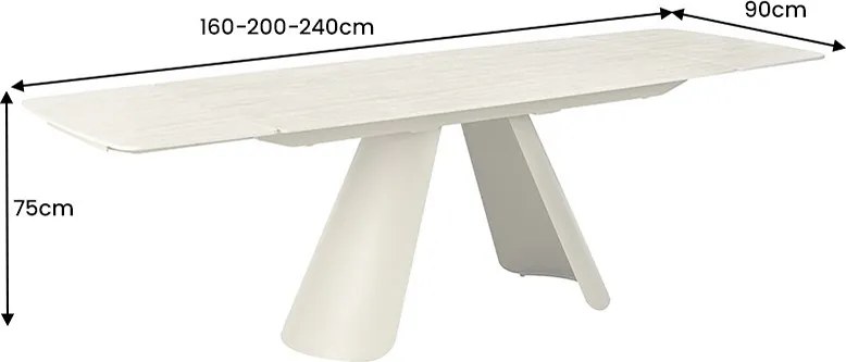 Rozkladací keramický jedálenský stôl Belinda 160-240 cm béžový