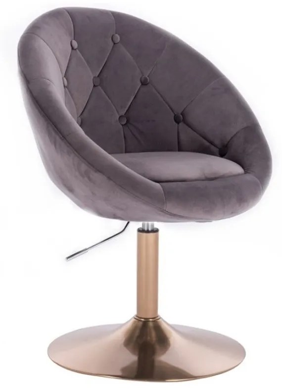 LuxuryForm DESIGN Kreslo VERA VELUR na zlatom tanieri - tmavosivé