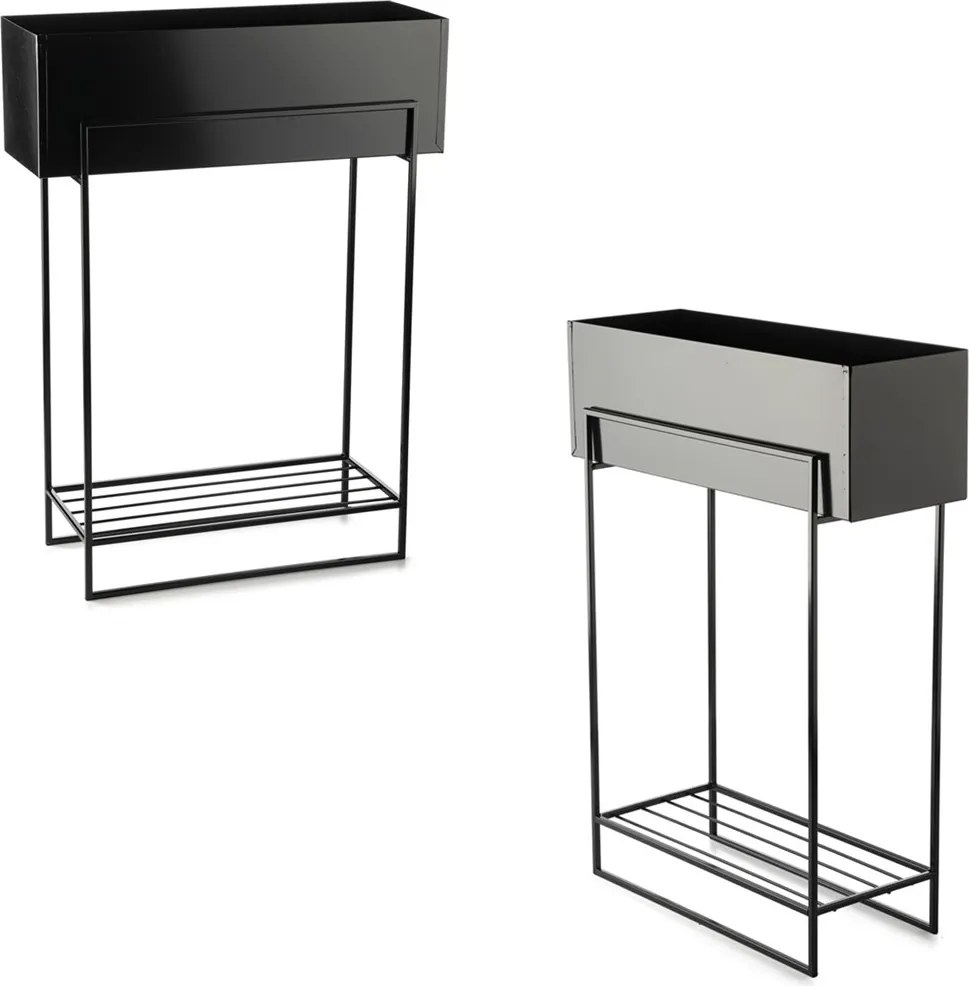 KOVOVÝ KVETINÁČ SO STOJANOM RECT 82X23X60 CM ČIERNA