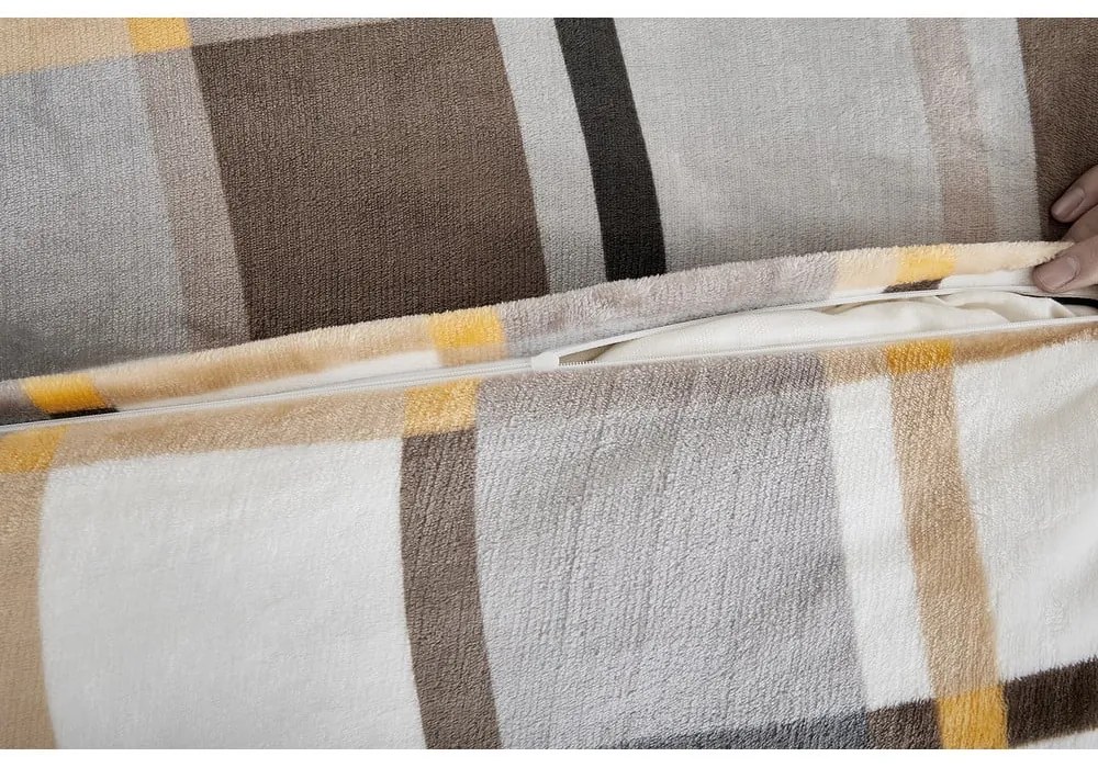 Sivo-hnedé obliečky na jednolôžko z mikroplyšu 140x200 cm – My House