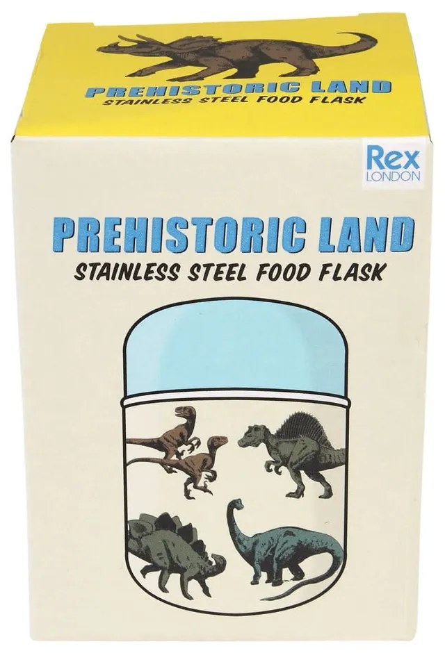 Modrá/krémová termoska na jedlo/detská 280 ml Prehistoric Land – Rex London