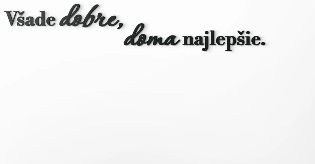 drevko Dekorácia na stenu Všade dobre, doma najlepšie Rozmer obrazu: 13,5 x 76 cm, Farba dekorácie: Čierna