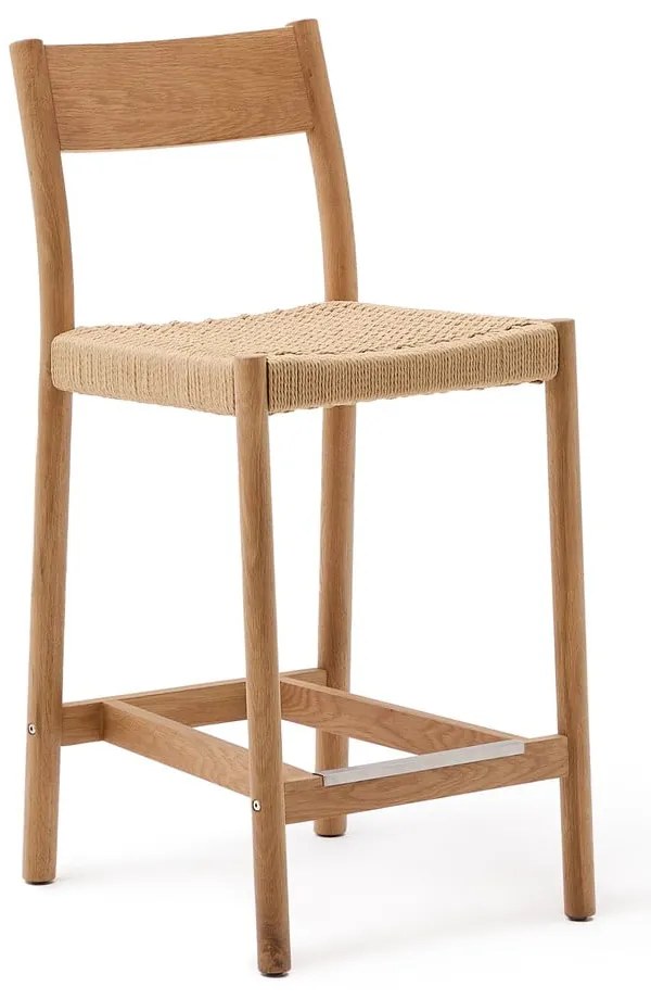 Barová stolička z dubového dreva v prírodnej farbe (výška sedadla 65 cm) Yalia – Kave Home
