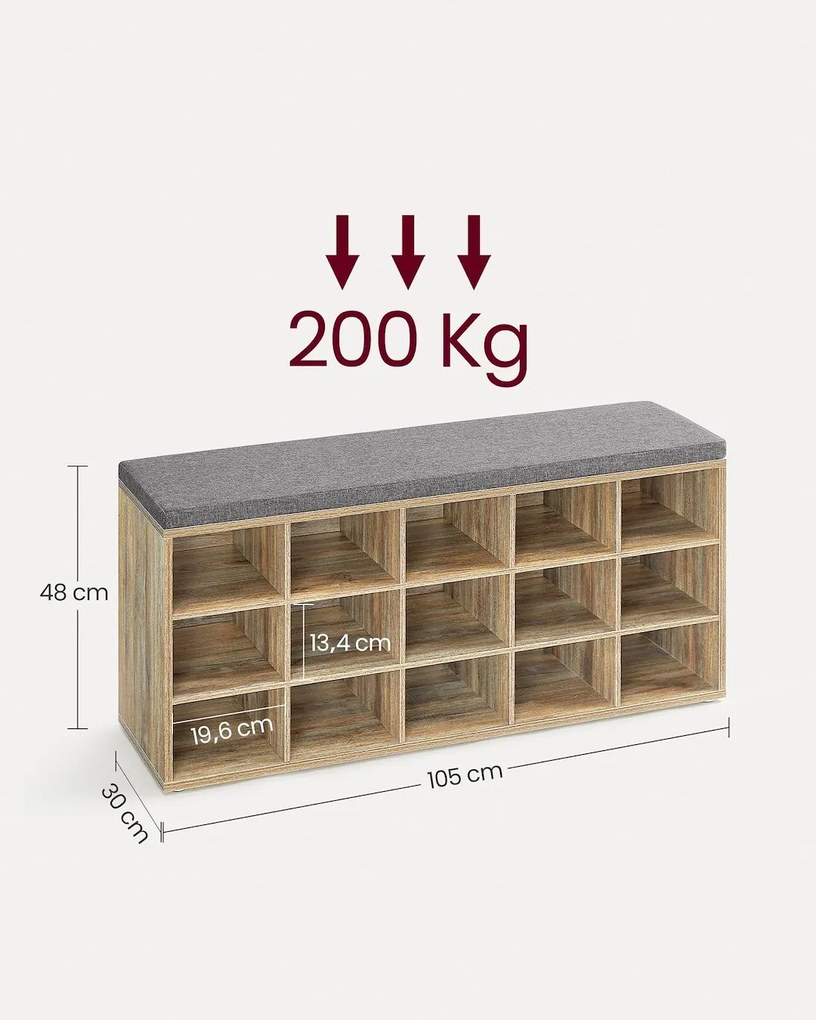 Botník Vasagle Endersen 105 cm svetlo hnedý/sivý