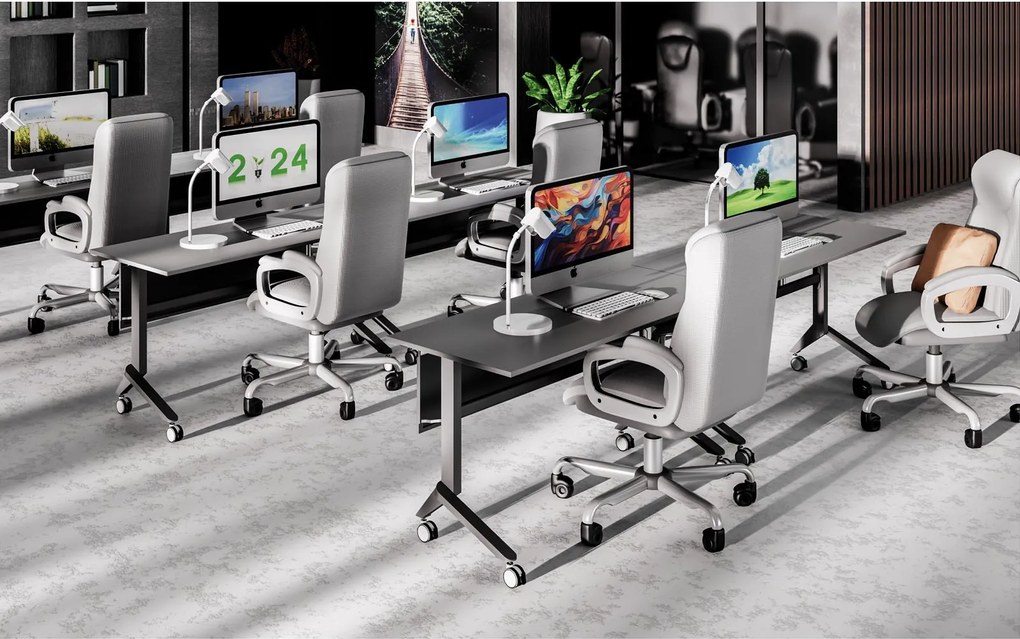 Mobilný stôl PRIMO MOVE, 140x60 cm, čierna podnož, breza