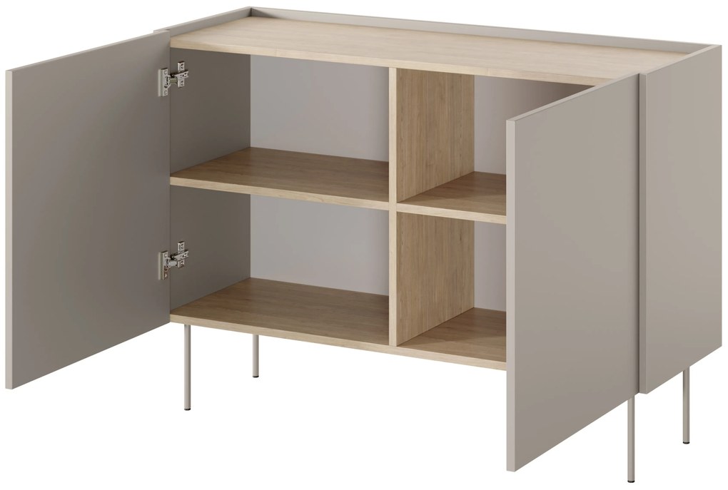 Komoda Desin 120 cm dvojdverová - kašmír / dub nagano