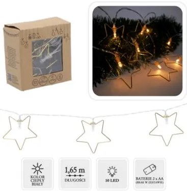 Bestent Svetielka na baterky 10LED 1,65m teplá biela Stars