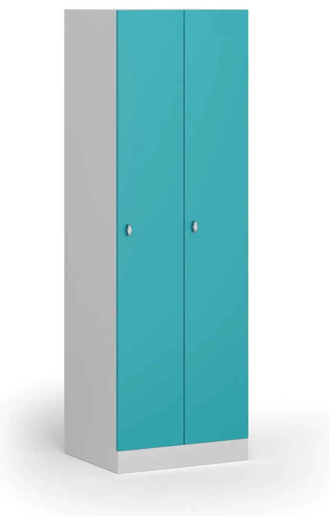 Kovová šatníková skrinka S1, 2-dverová, 1850 x 600 x 500 mm, otočný zámok, zelené dvere