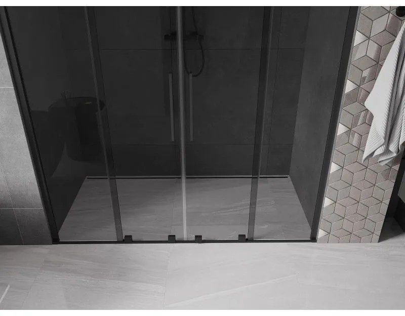 Mexen Velar Duo, posuvné sprchové dvere do otvoru 180 cm, 8mm šedé sklo, čierna matná, 871-180-000-42-70