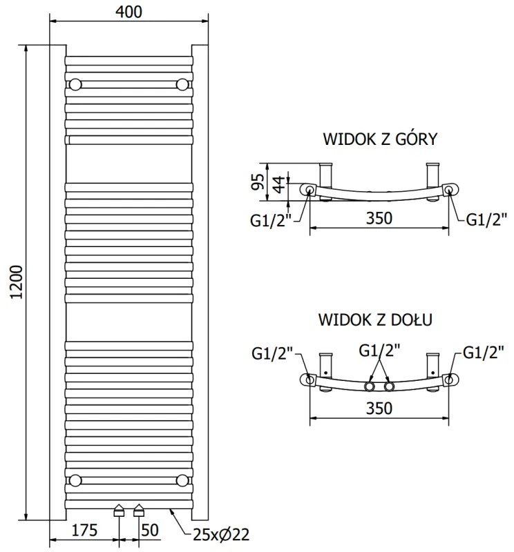 Mexen Ares, vykurovacie teleso 1200x400 mm, 349 W, chrómová, W102-1200-400-00-01