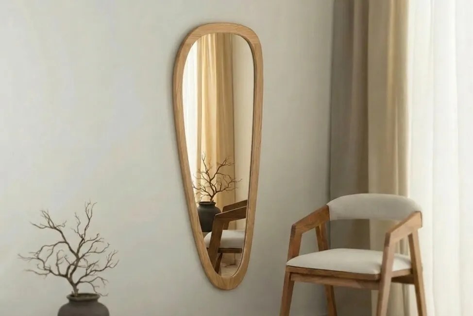 Asymetrické zrkadlo LAGO – Prírodný Dub (55x122 cm)
