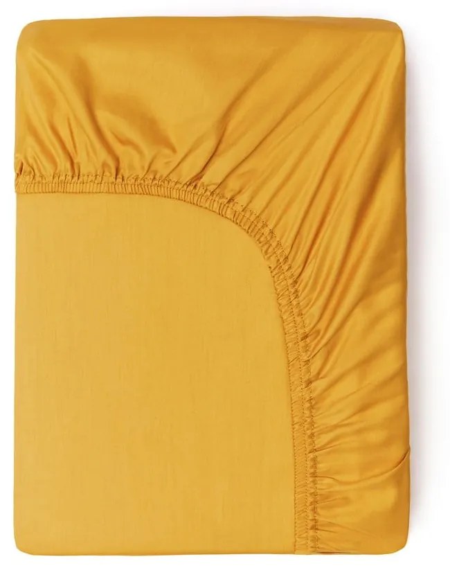 Tmavožltá elastická plachta z bavlneného saténu HIP, 160 x 200 cm