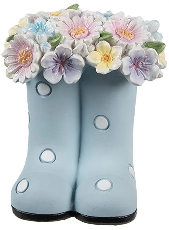 Modrá dekorácia kvietky v čižmách - 10*10*12 cm