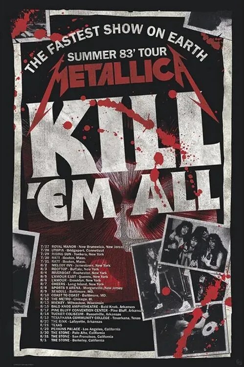 Plagát, Obraz - Metallica - Kill'Em All 83 Tour, (61 x 91.5 cm)